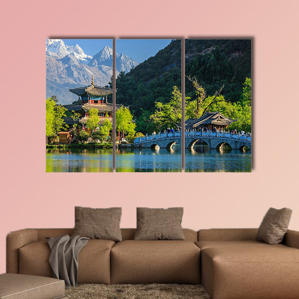 Lijiang old town scene-Black Dragon Pool Park multi panel canvas wall art