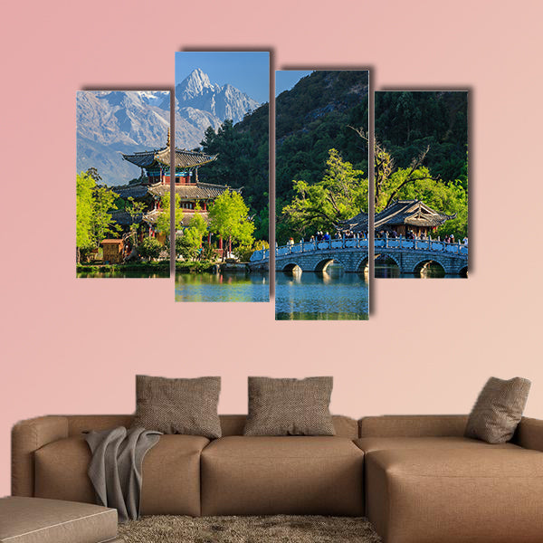 Lijiang old town scene-Black Dragon Pool Park multi panel canvas wall art