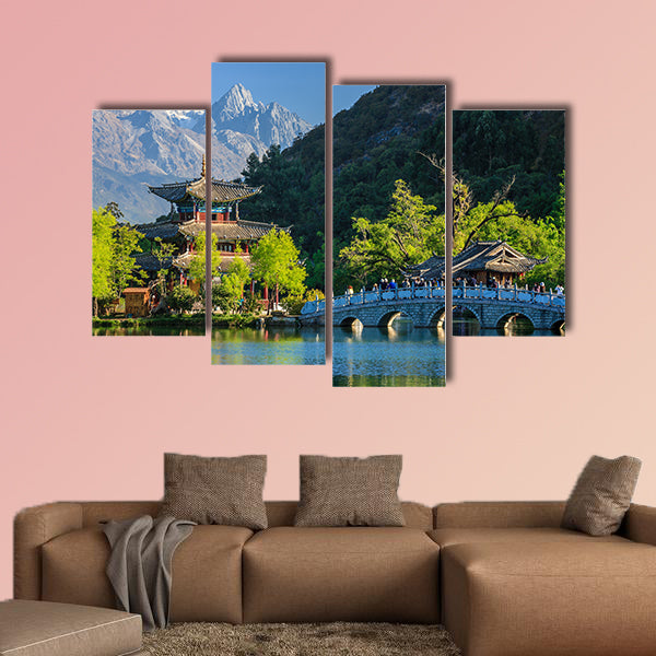 Lijiang old town scene-Black Dragon Pool Park multi panel canvas wall art