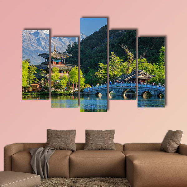 Lijiang old town scene-Black Dragon Pool Park multi panel canvas wall art