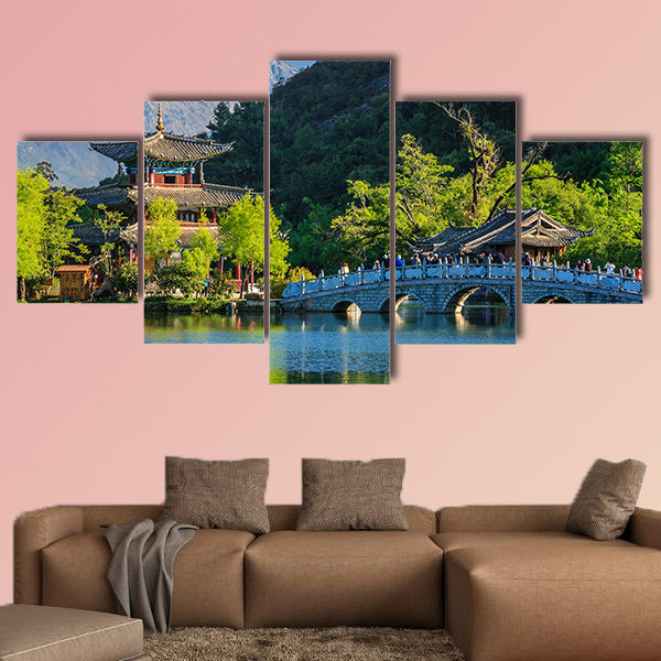 Lijiang old town scene-Black Dragon Pool Park multi panel canvas wall art
