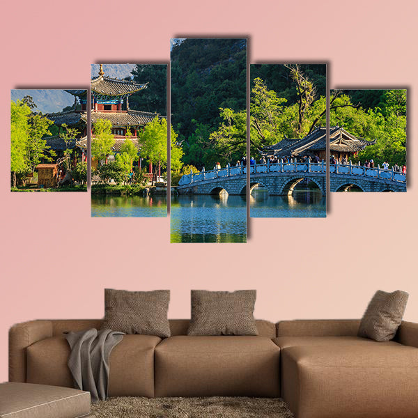 Lijiang old town scene-Black Dragon Pool Park multi panel canvas wall art