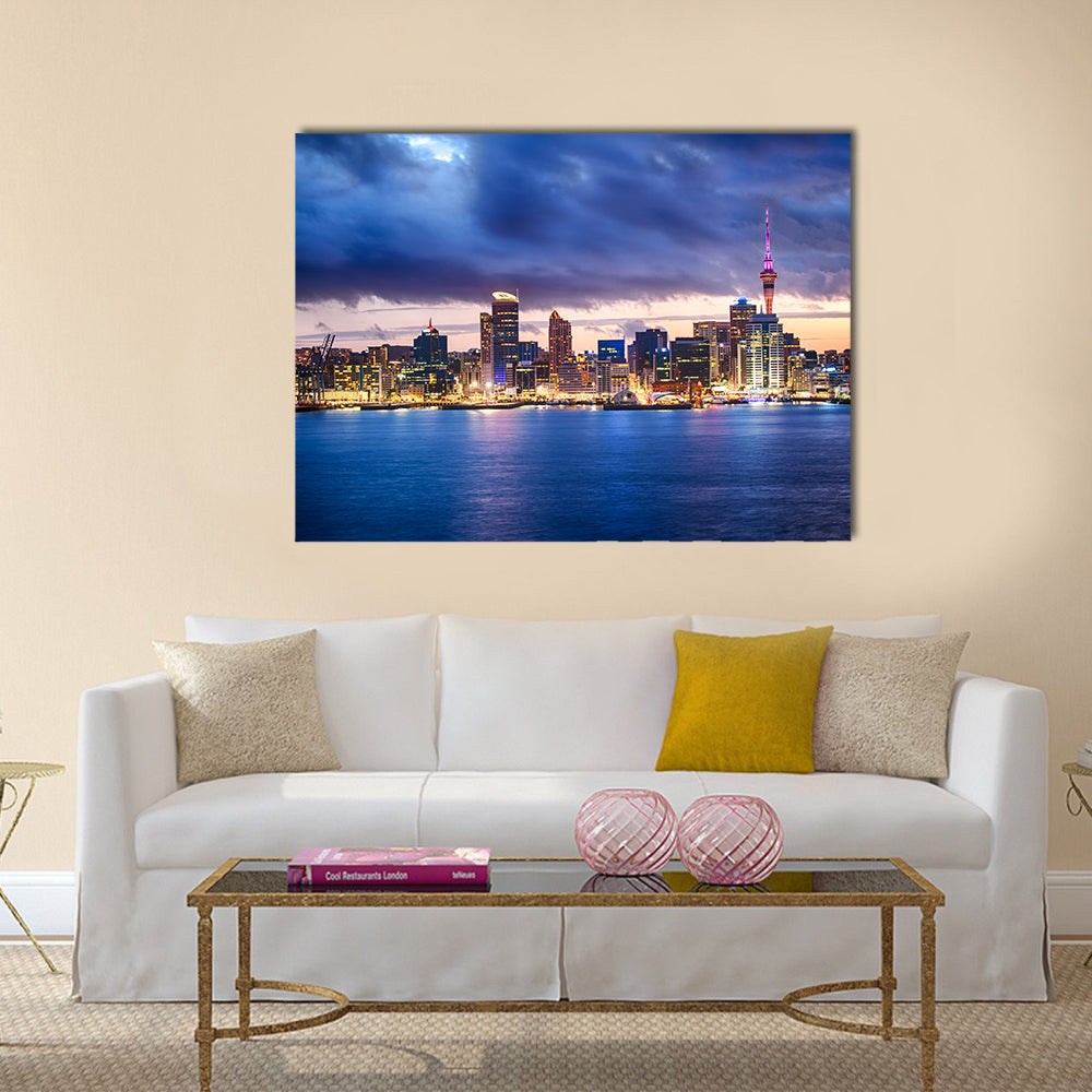 Skyline photo of the biggest city in the New Zealand multi panel canvas wall art