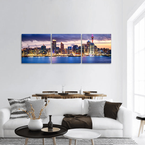 Skyline photo of biggest city in the New Zealand, Auckland panoramic canvas wall art