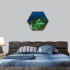 Highly detailed Earth, illuminated by moonlight Europe hexagonal canvas wall art