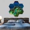 Highly detailed Earth, illuminated by moonlight Europe hexagonal canvas wall art