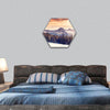 Fantastic evening winter landscape hexagonal canvas wall art