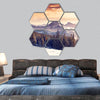 Fantastic evening winter landscape hexagonal canvas wall art