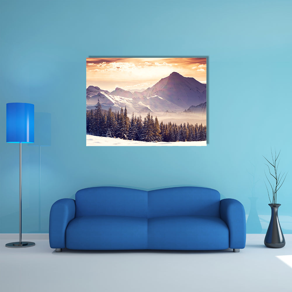 Most beautiful view of Fantastic evening winter landscape multi panel canvas wall art