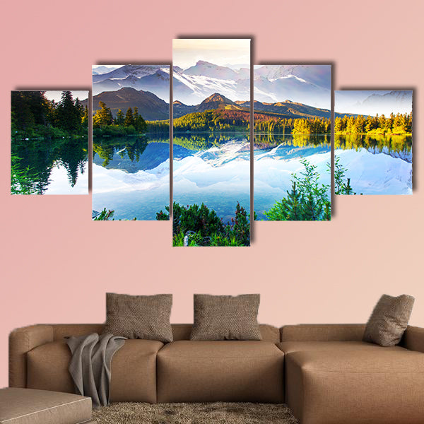 Fantastic sunny day is in Mountain Lake, multi panel canvas wall art