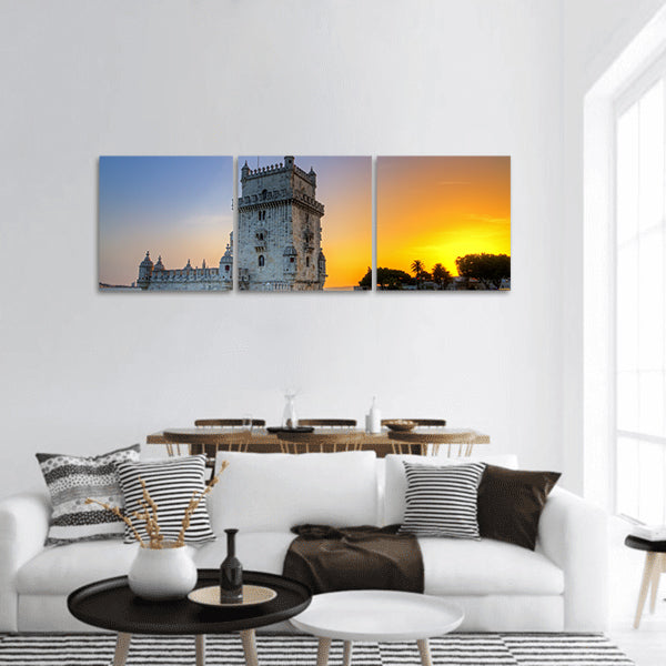 Famous Belem tower at sunset in Lisbon, Portugal HDR Panoramic Canvas Wall Art