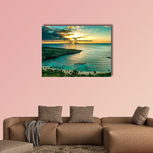 Sunrise over Hanauma Bay on Oahu, Hawaii Multi panel canvas wall art