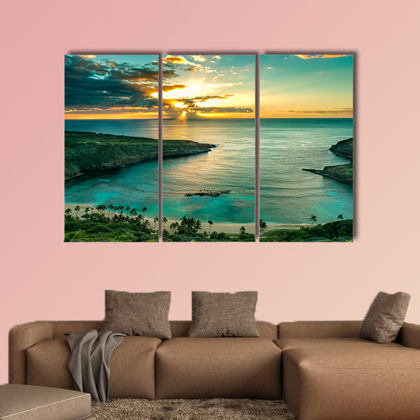 Sunrise over Hanauma Bay on Oahu, Hawaii Multi panel canvas wall art