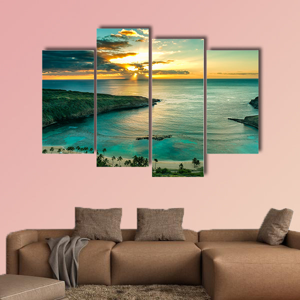 Sunrise over Hanauma Bay on Oahu, Hawaii Multi panel canvas wall art