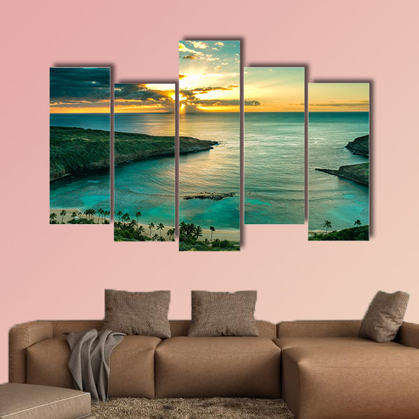 Sunrise over Hanauma Bay on Oahu, Hawaii Multi panel canvas wall art