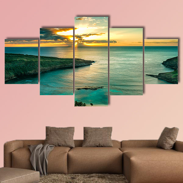 Sunrise over Hanauma Bay on Oahu, Hawaii Multi panel canvas wall art