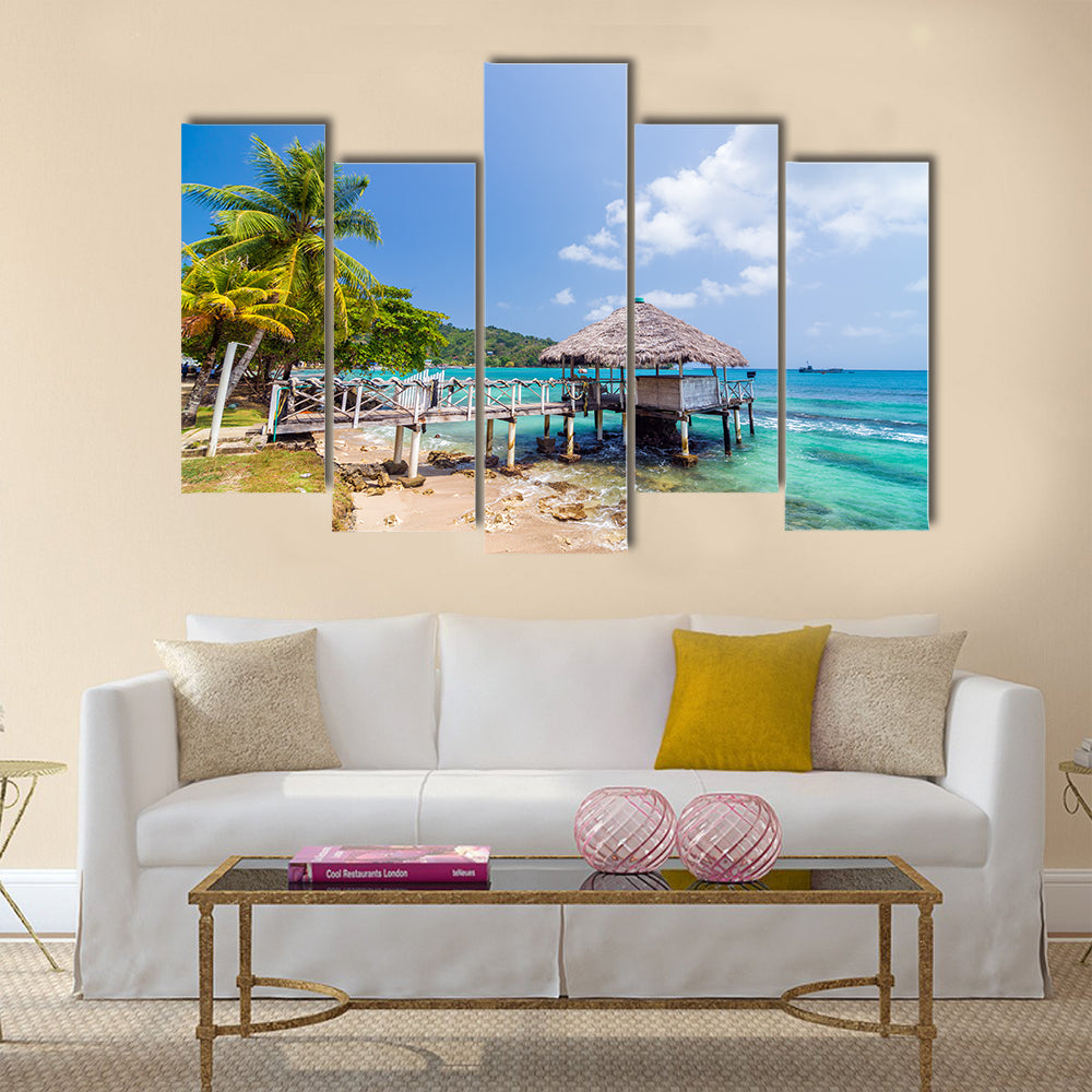 A Small Warf In The Carribean Island In Columbia,Multi Panel Canvas Wall Art