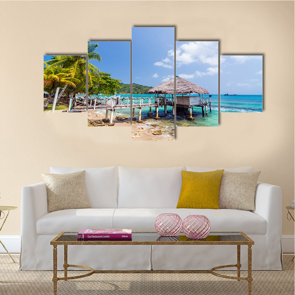 A Small Warf In The Carribean Island In Columbia,Multi Panel Canvas Wall Art