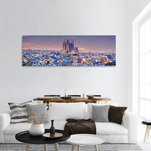 Beautiful seen of Barcelona panoramic canvas wall art