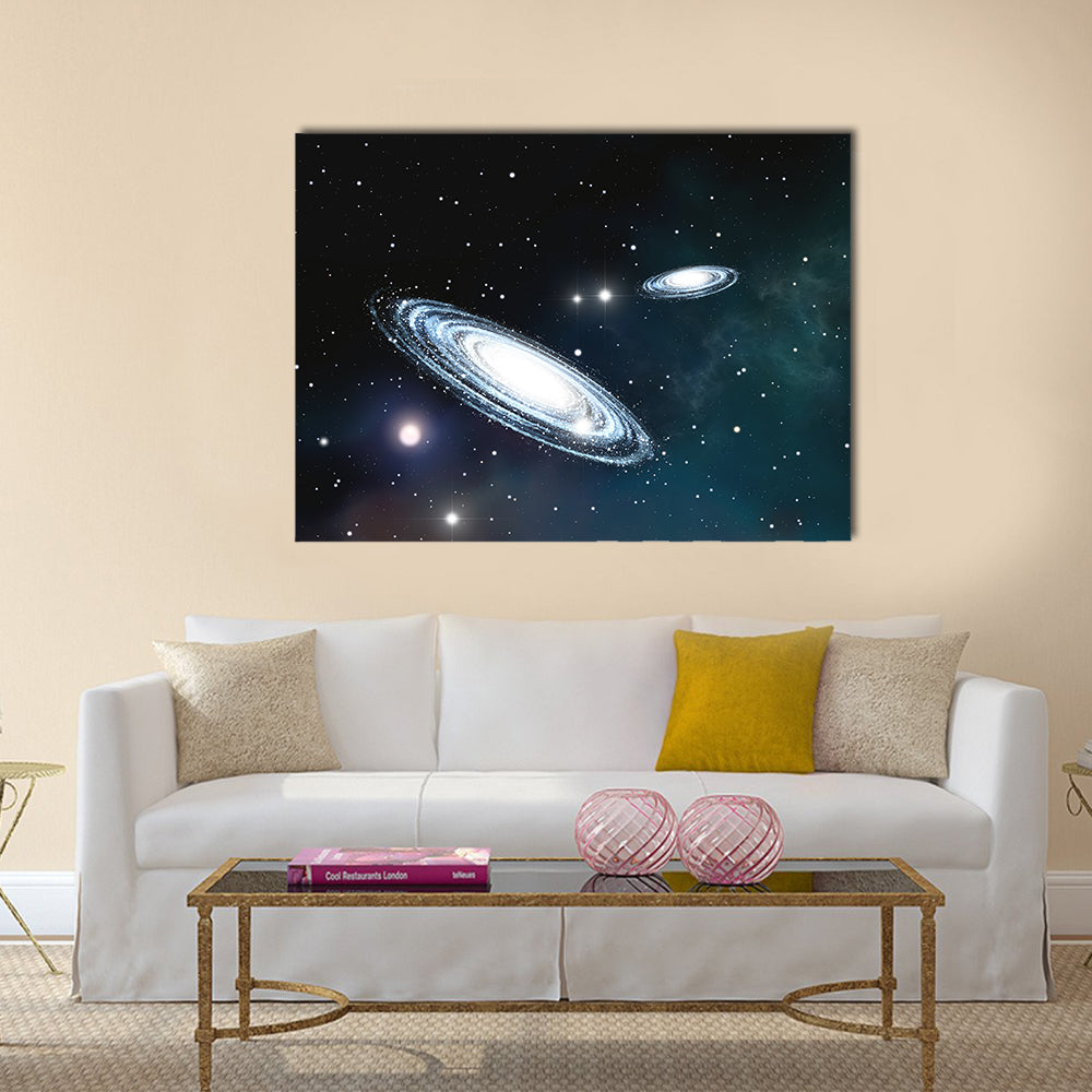 View of the galaxy through the nebulae Multi Panel Canvas Wall Art