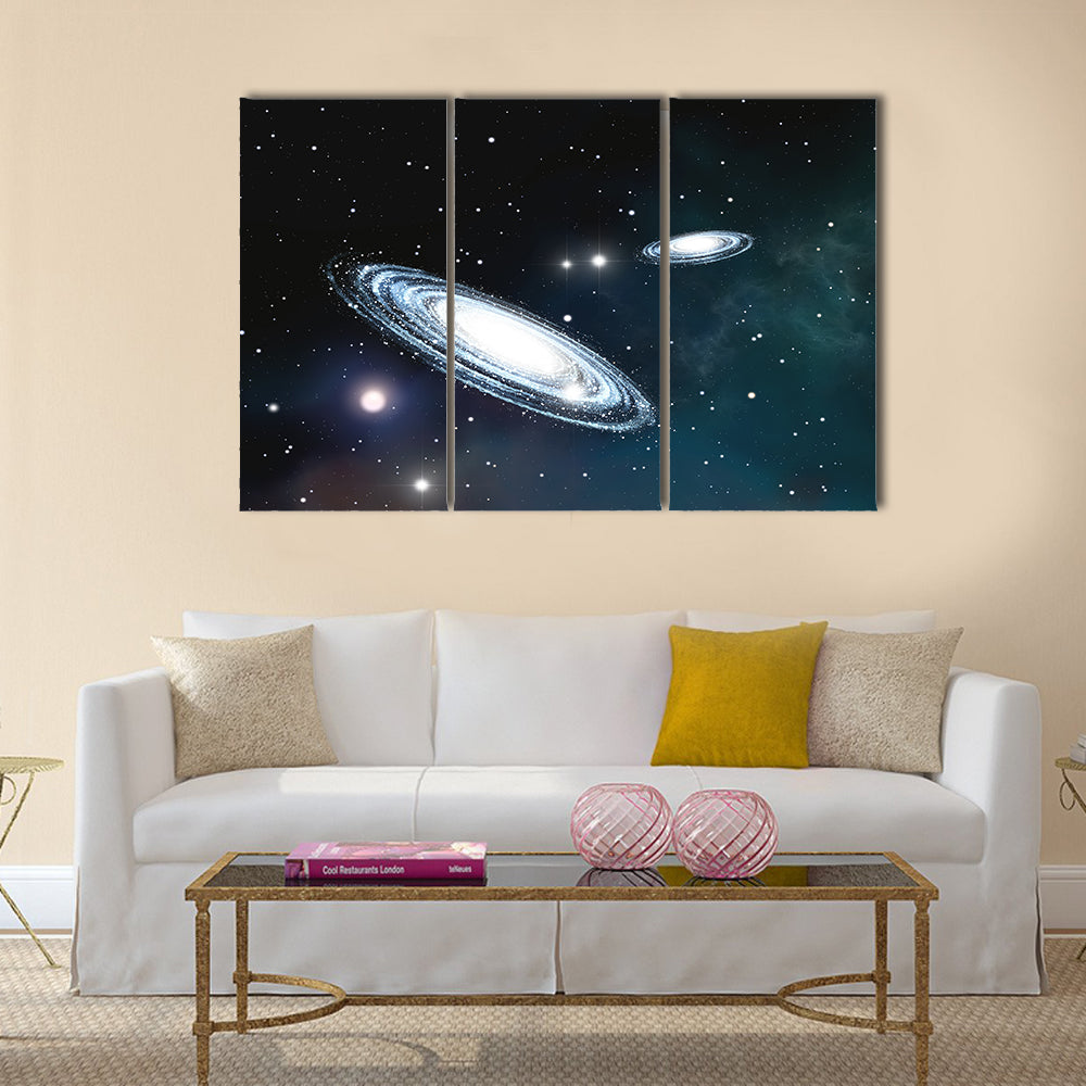 View of the galaxy through the nebulae Multi Panel Canvas Wall Art