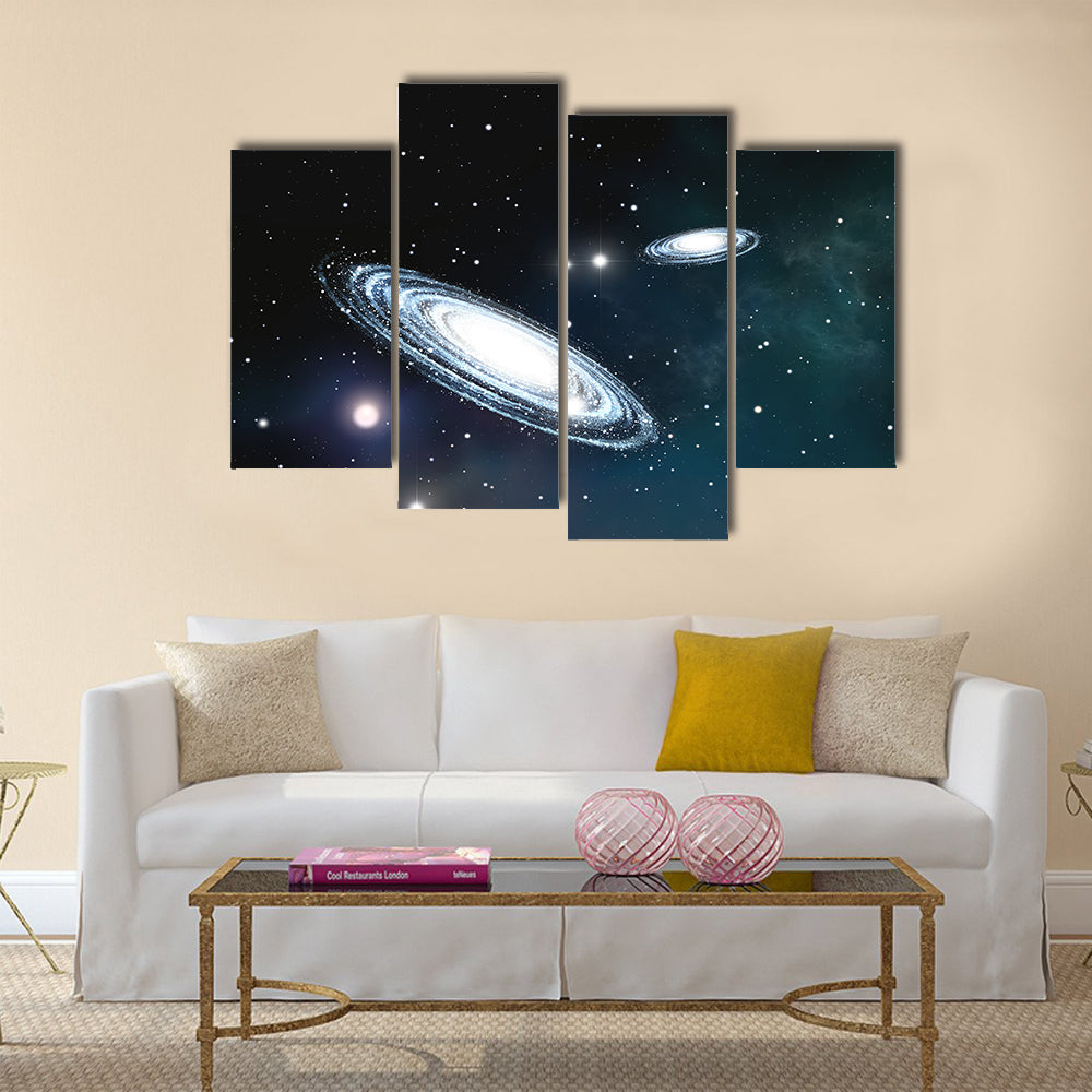 View of the galaxy through the nebulae Multi Panel Canvas Wall Art