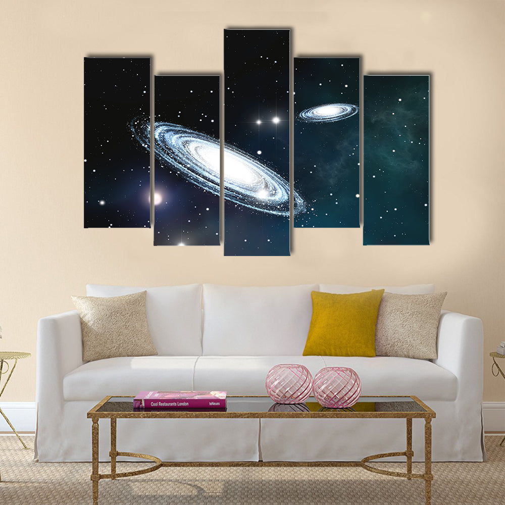 View of the galaxy through the nebulae Multi Panel Canvas Wall Art