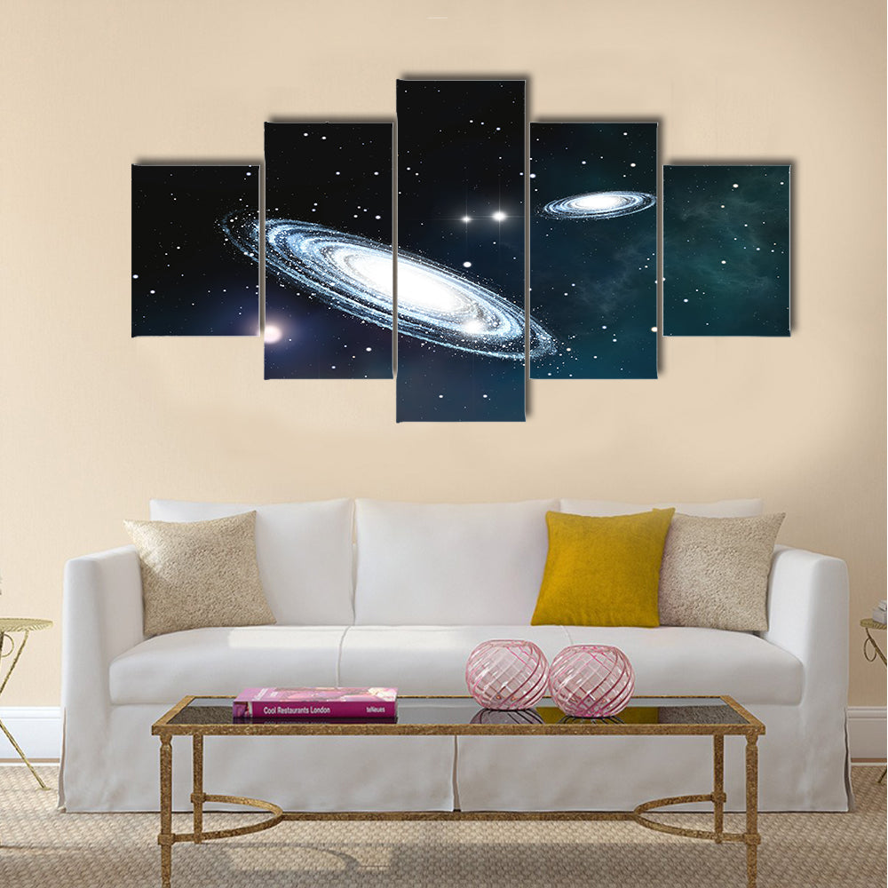 View of the galaxy through the nebulae Multi Panel Canvas Wall Art