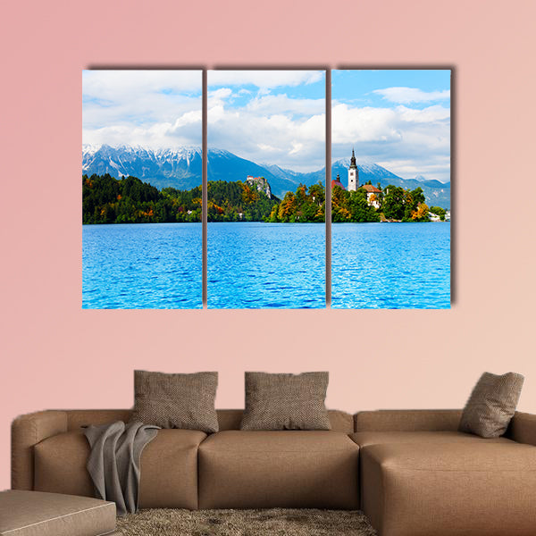 Church on the small island in the middle of the Bled Lake in the Slovenia wall art