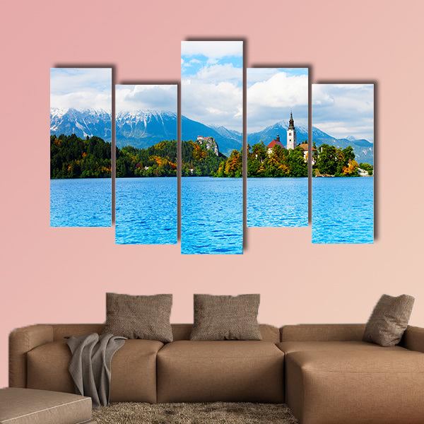 Church on the small island in the middle of the Bled Lake in the Slovenia wall art