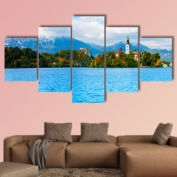 Church on the small island in the middle of the Bled Lake in the Slovenia wall art