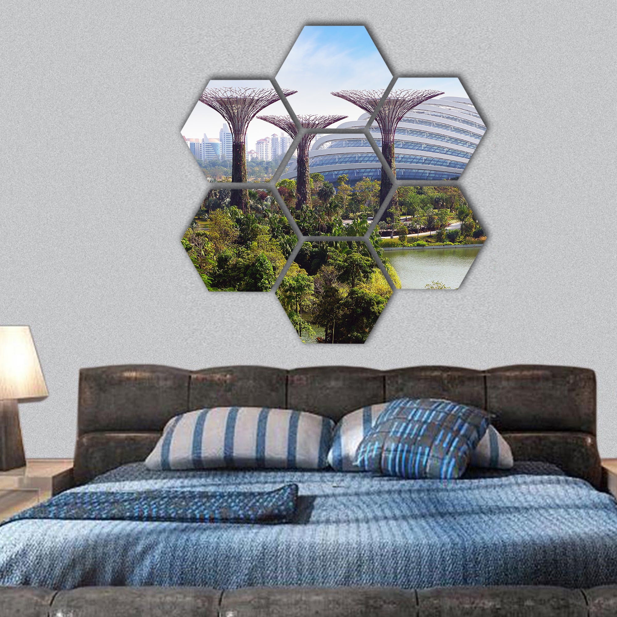Super tree Grove at Gardens by the Bay hexagonal canvas wall art