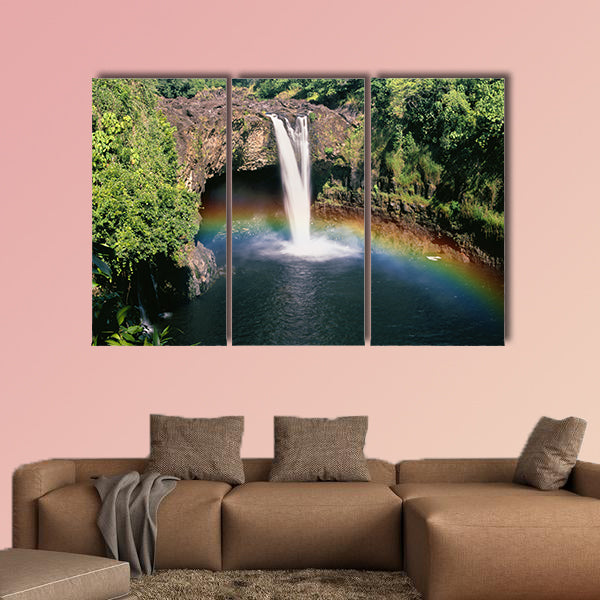 Hawaii Rainbow Falls Multi panel canvas wall art