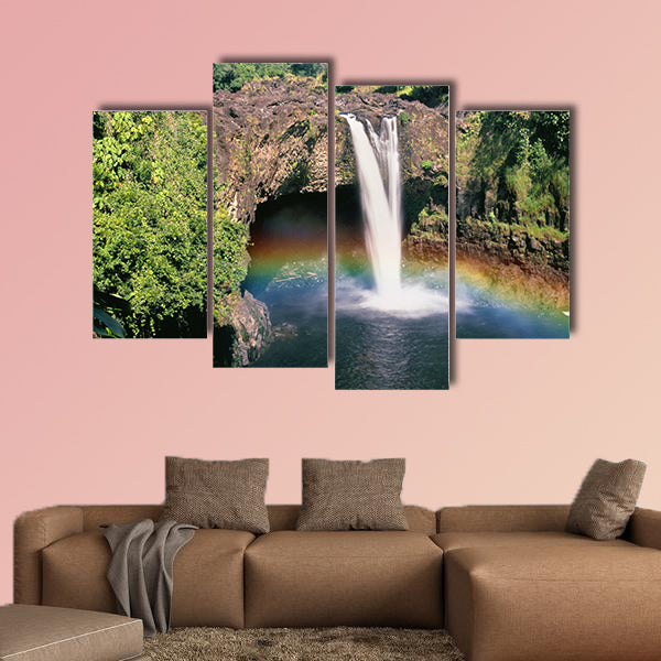 Hawaii Rainbow Falls Multi panel canvas wall art