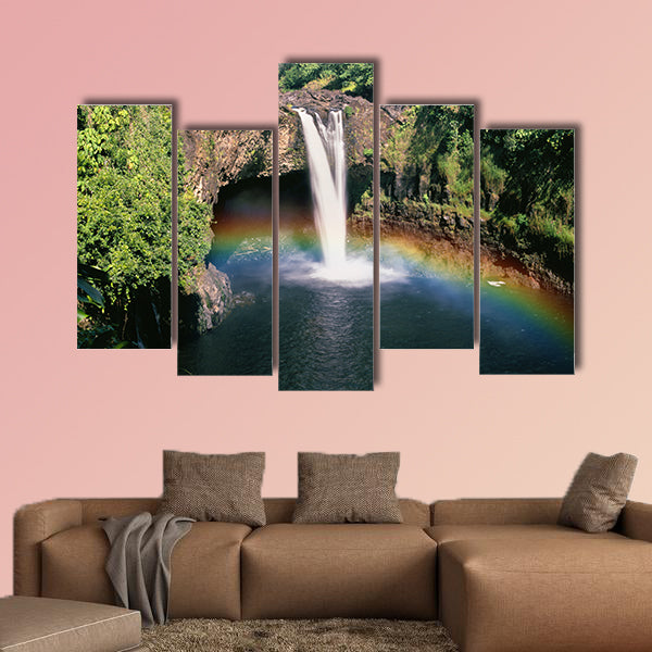 Hawaii Rainbow Falls Multi panel canvas wall art