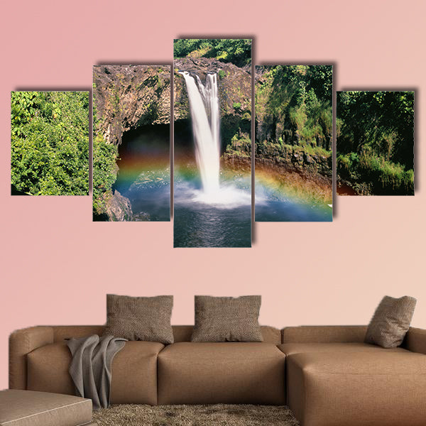 Hawaii Rainbow Falls Multi panel canvas wall art