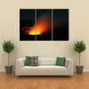 Smoking Crater of Halemaumau Kilauea Volcano in Hawaii Volcanoes National Park on Big Island at night multi panel canvas wall art