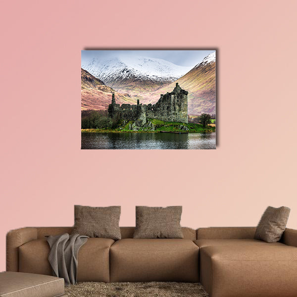 Kilchurn Castle in winter multi panel canvas wall art