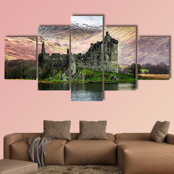 Kilchurn Castle in winter multi panel canvas wall art