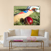 Cricket ball, bat and gloves on the field Multi panel canvas Wall art