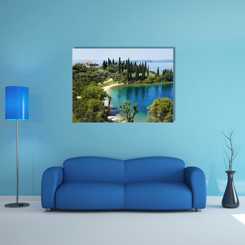Lake Garda in Italy, Bay and resort camping multi panel canvas wall art