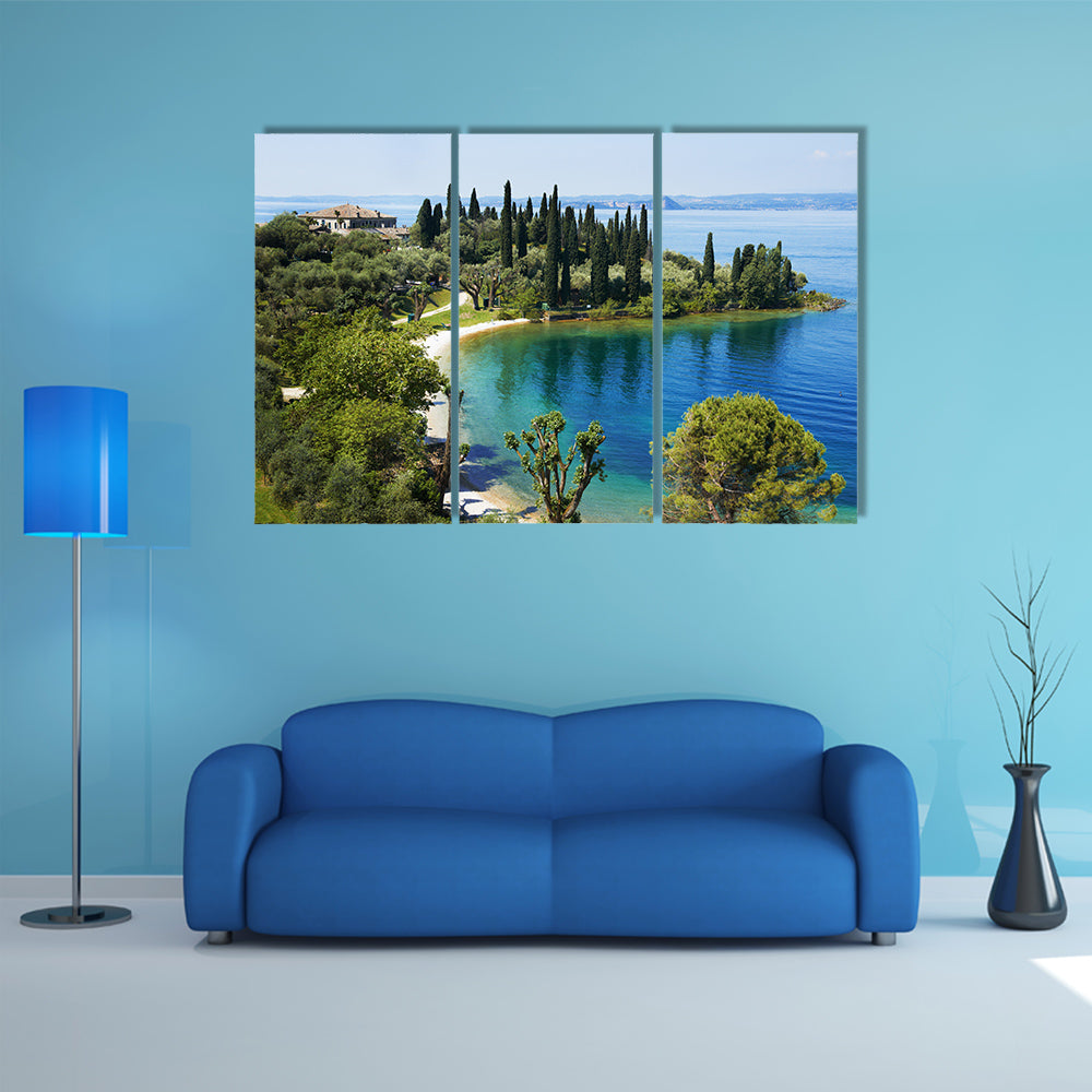 Lake Garda in Italy, Bay and resort camping multi panel canvas wall art