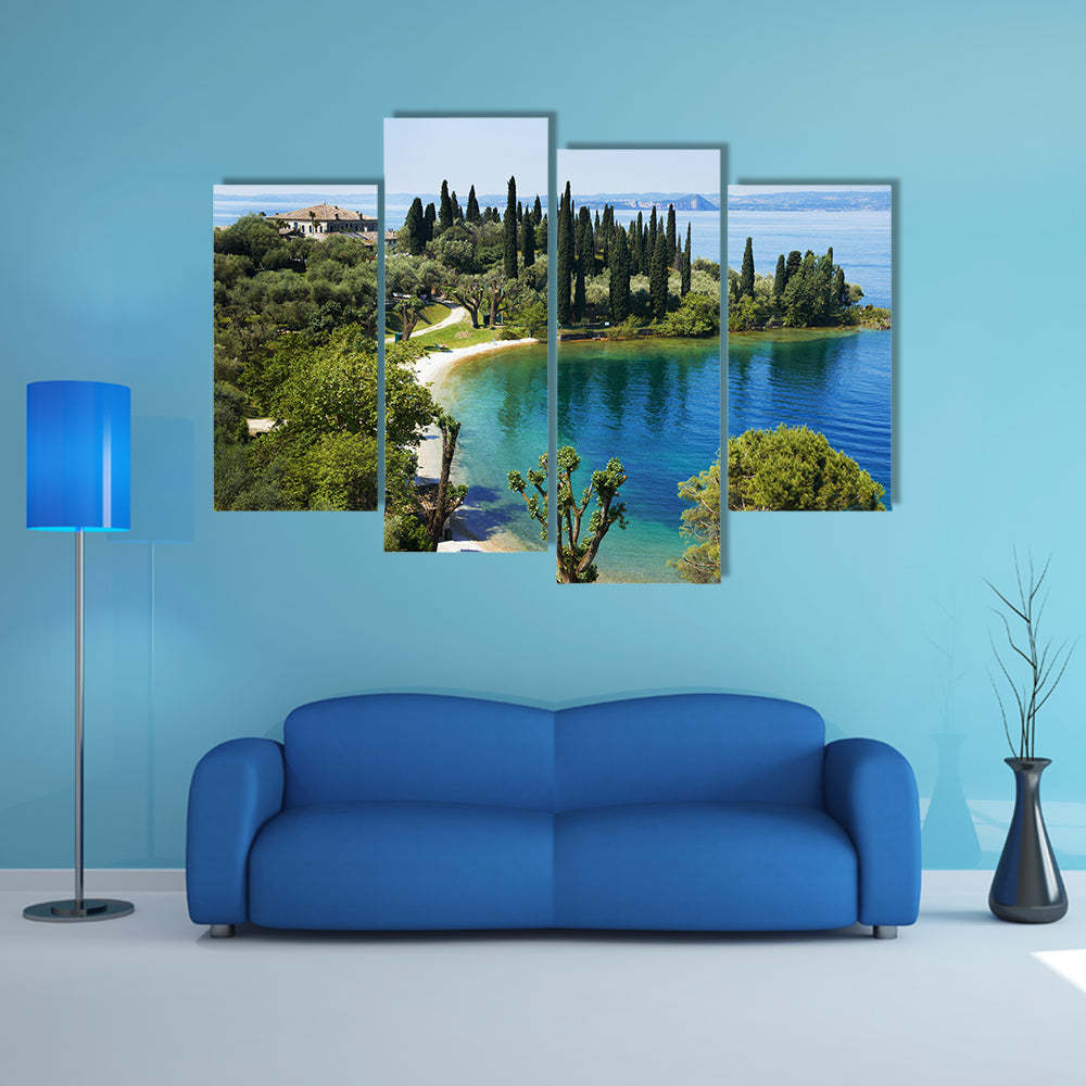 Lake Garda in Italy, Bay and resort camping multi panel canvas wall art