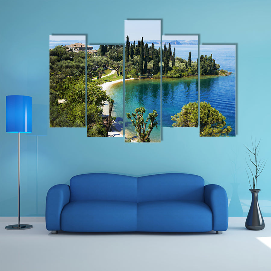 Lake Garda in Italy, Bay and resort camping multi panel canvas wall art
