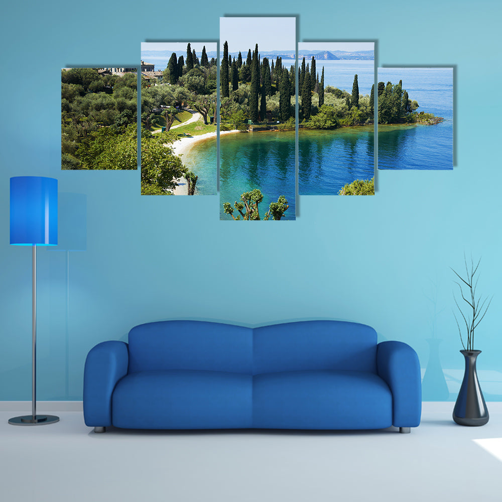 Lake Garda in Italy, Bay and resort camping multi panel canvas wall art