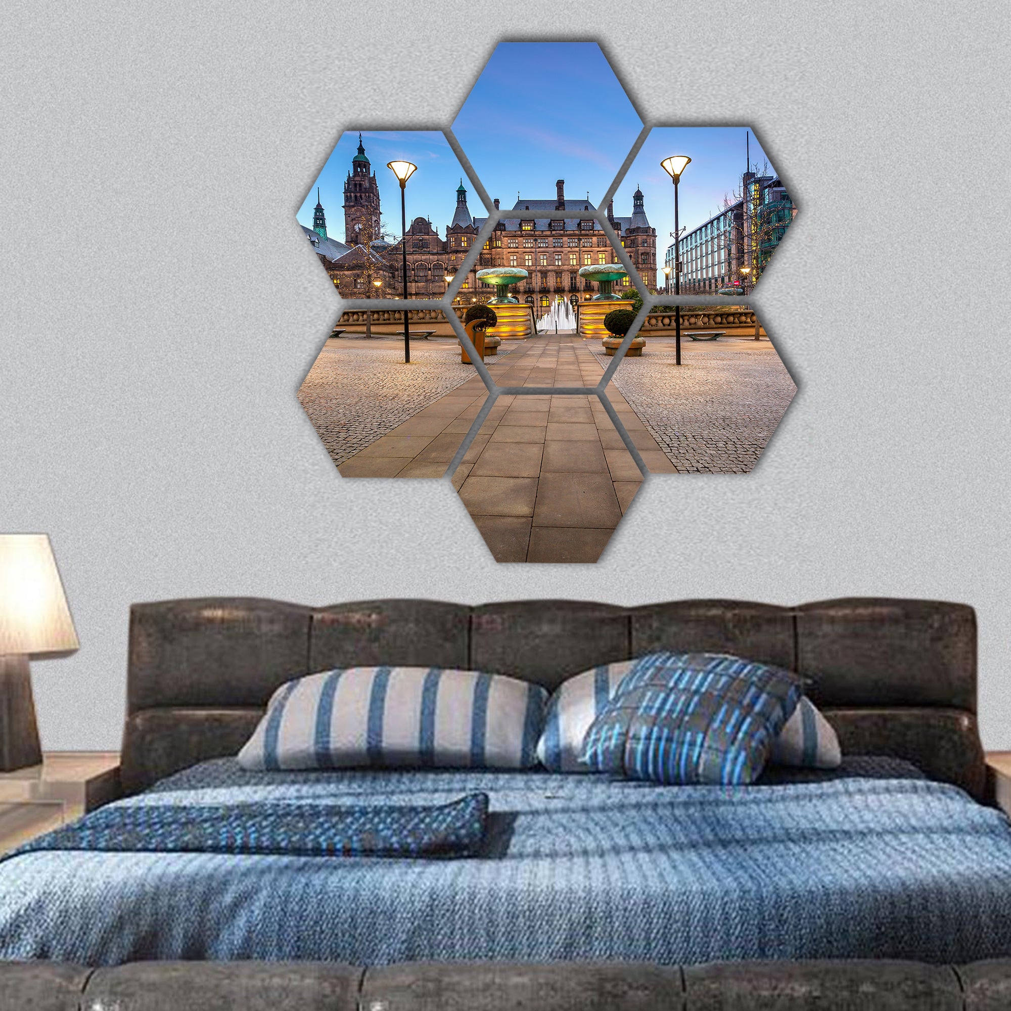 Sheffield Town Hall is a building in the City England hexagonal canvas wall art