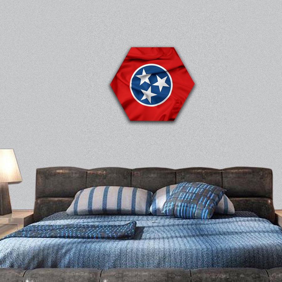 Waving Tennessee State Flag hexagonal canvas wall art