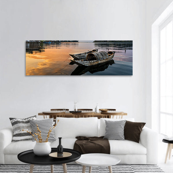 Erhai lake under sunset in shuanglang, Dali of Yunnan Panoramic Canvas Wall Art
