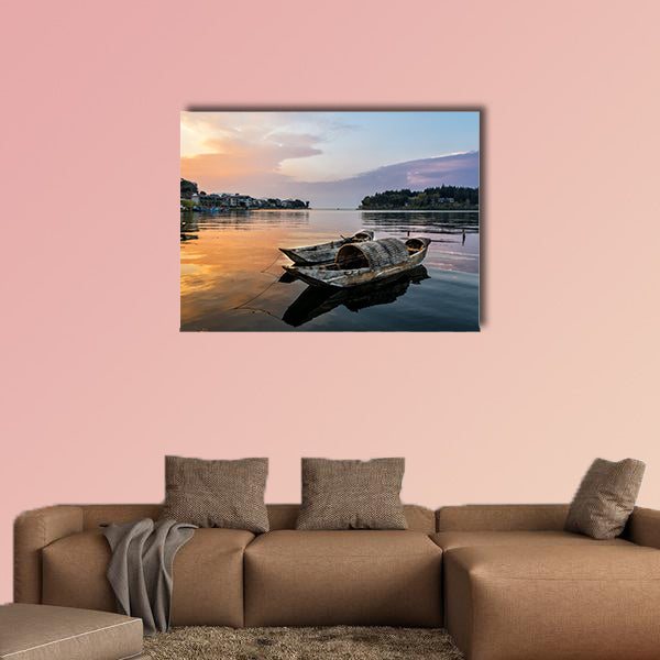 Erhai Lake under the sunset in shuanglang multi panel canvas wall art