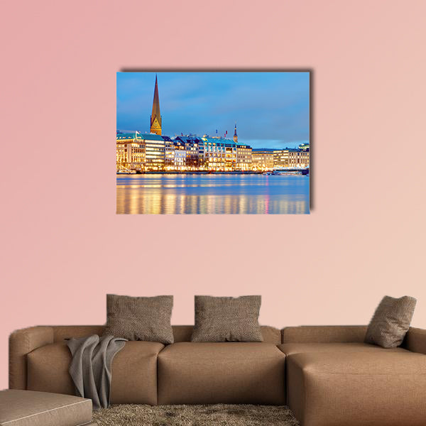Hamburg, Germany Old town hall, city and river Alster wall art